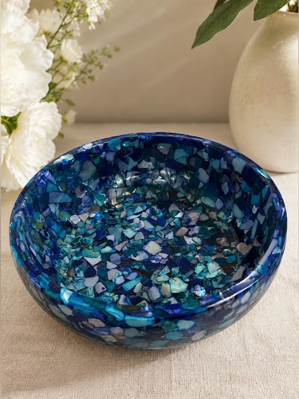 Blue Mosaic epoxy resin Decorative Bowl
